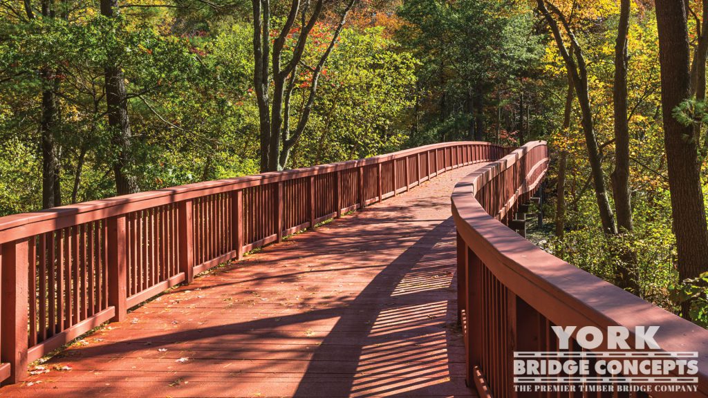 Stonehill College Pedestrian Bridge – Easton, MA | York Bridge Concepts - Timber Bridge Builders