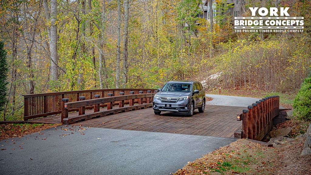 York Bridge Concepts Vehicular with attached pedestrian timber bridge in Asheville, NC
