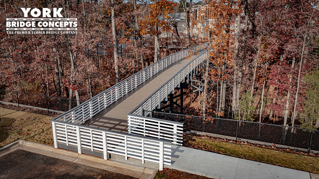 Overhead View Emergeortho Medical Offices Long pedestrian bridge. Raleigh, NC