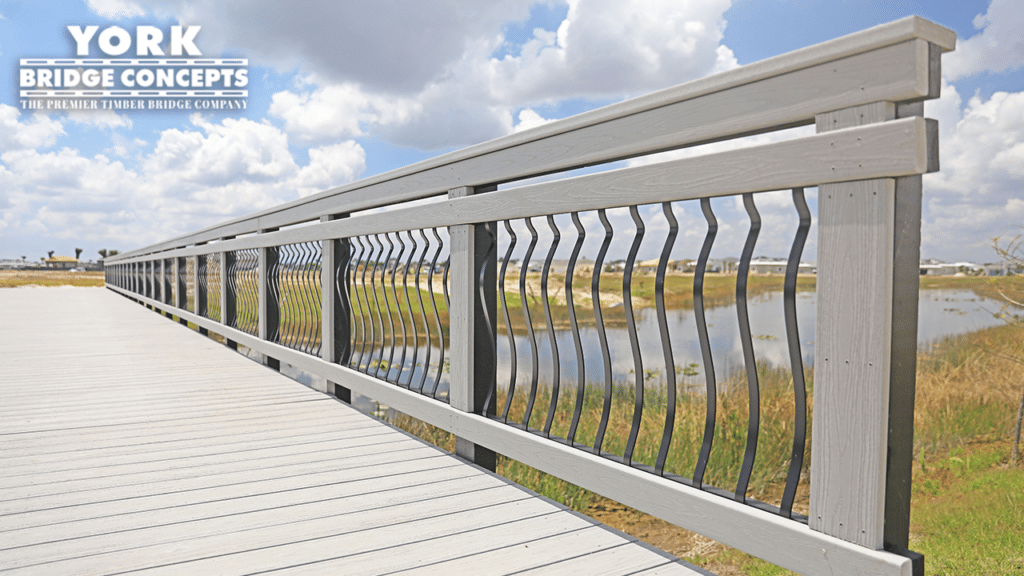 Railing Details Timber pedestrian bridge for the Avenitr community project. Palm Beach Gardens, FL
