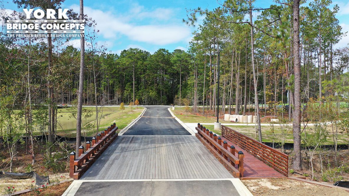 Long View of Timber vehicular and Pedestrian Bridge located at the Hanahan Recreation Complex in Hanahan, SC