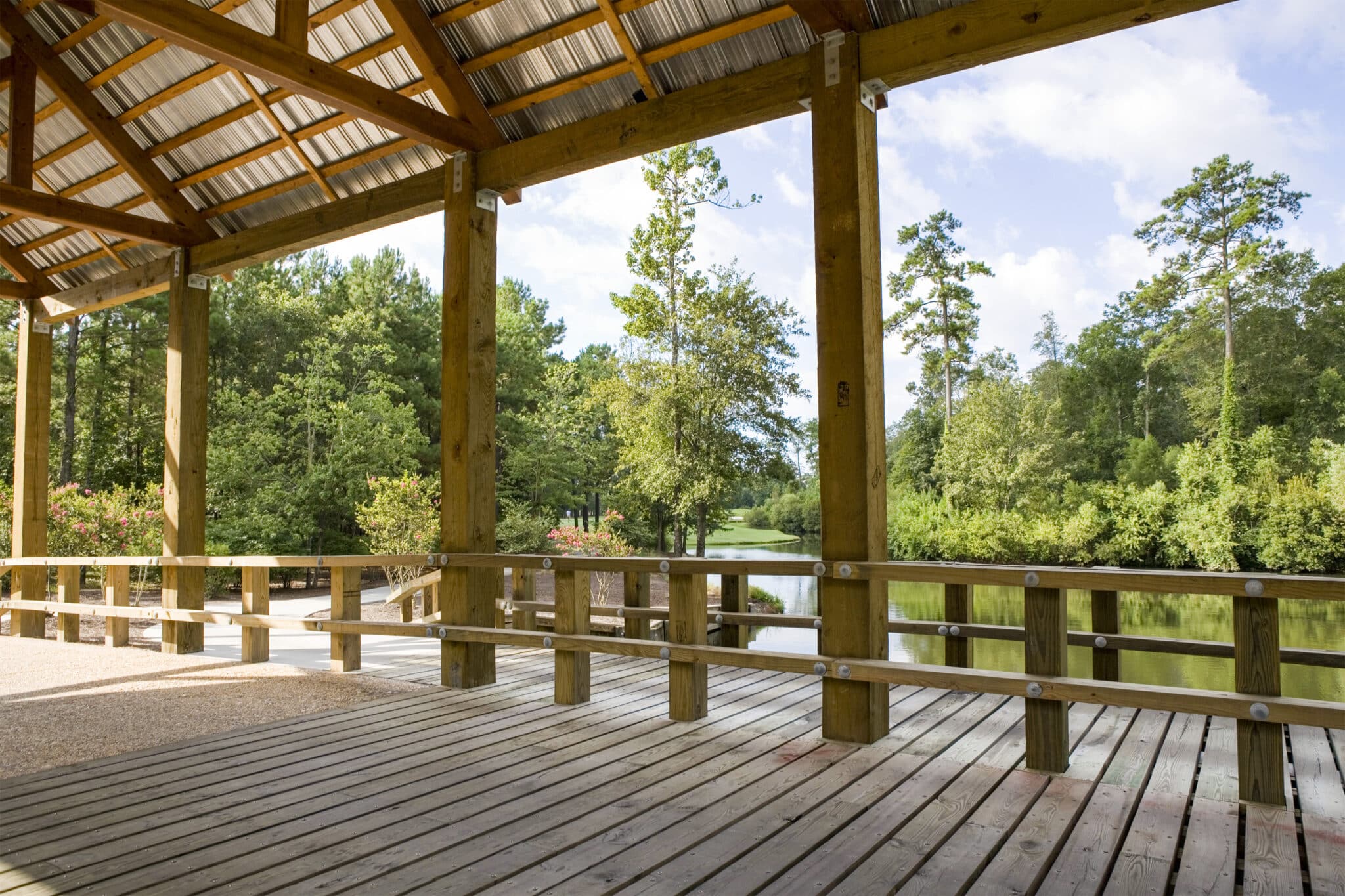 River Stone view from the vehicular covered bridge in North C arolina built by York Bridge Concepts