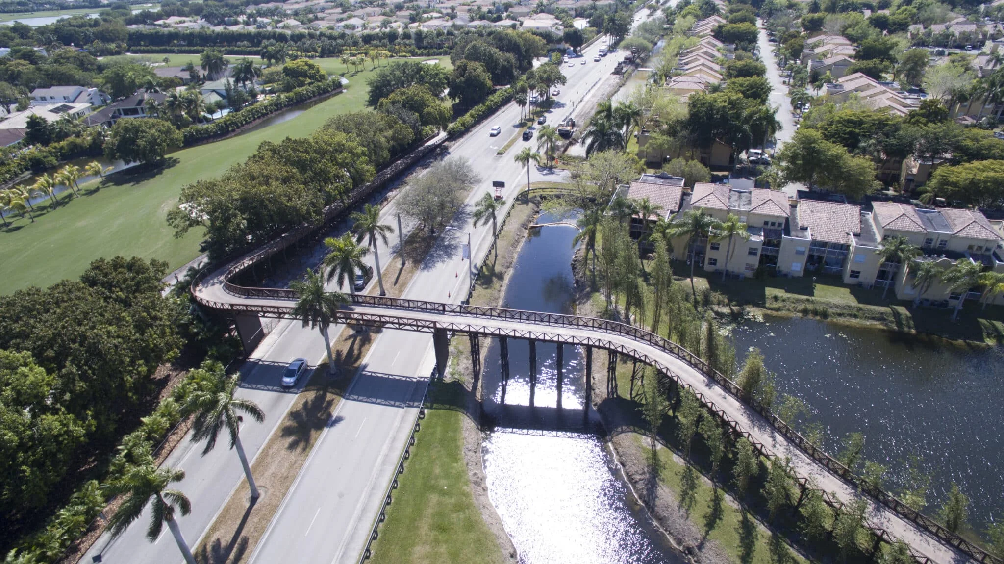 Hybrid timber bridge designs combining timber and steel for the Trump National Golf Course in Doral, Florida design-built by York Bridge Concepts